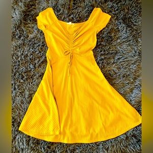 Size S Rouched- Front Yellow Sun Dress